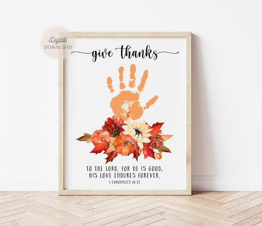 Give thanks - Christian Thanksgiving Handprint Art