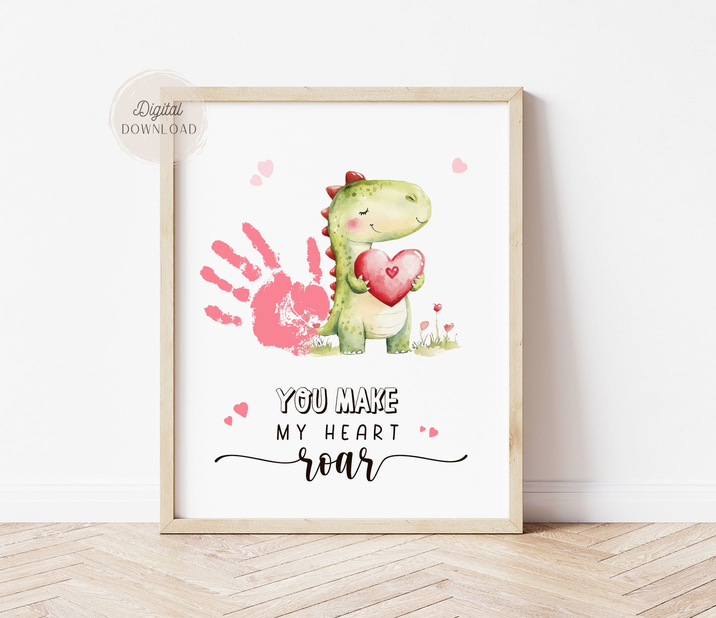 Valentines dinosaur Handprint art