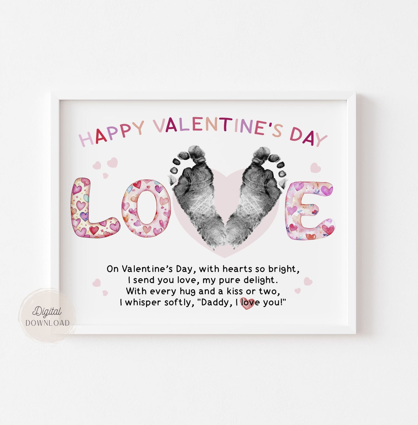 Valentines day footprint card for Daddy