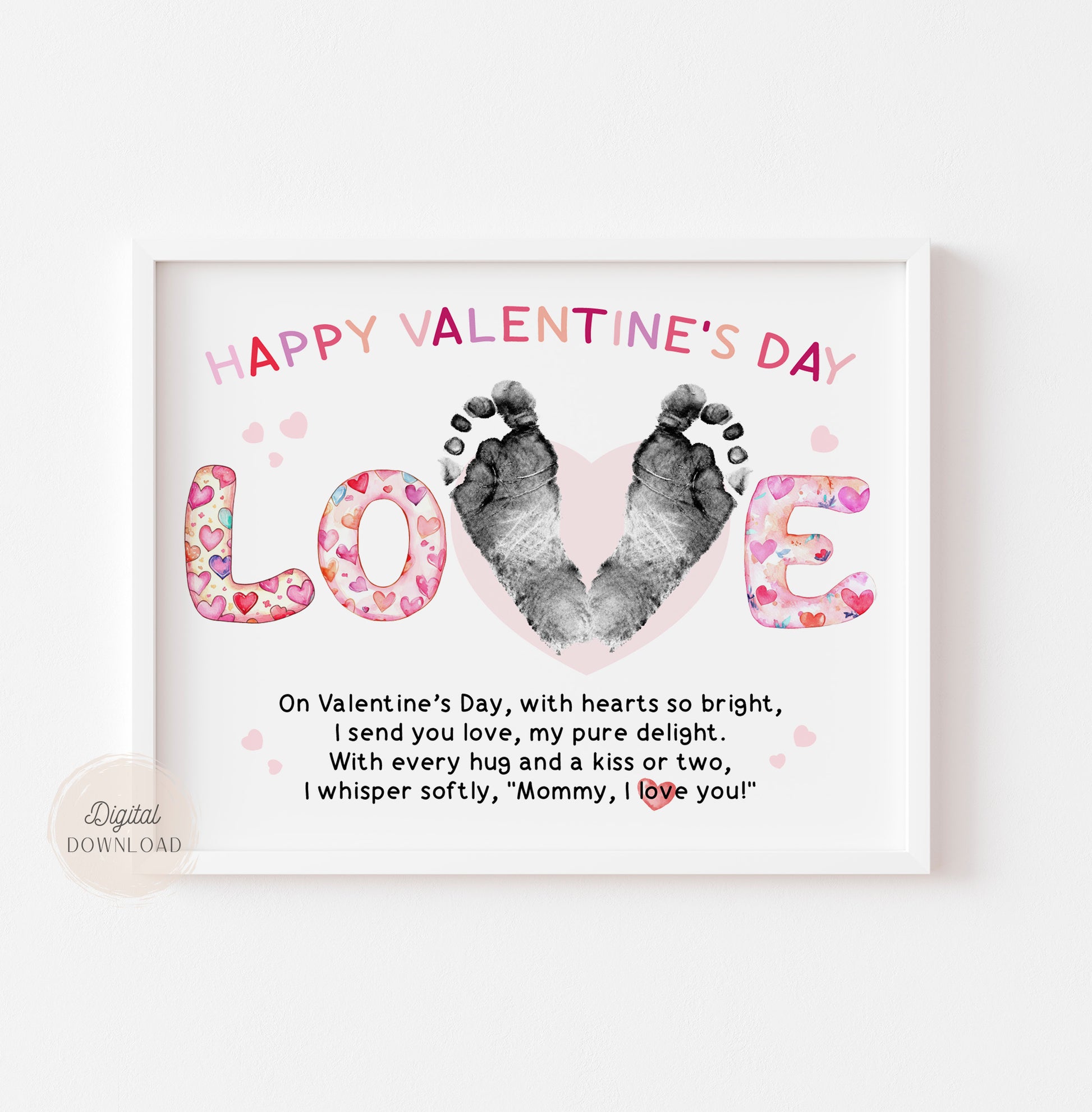 Valentines day footprint card for Mommy