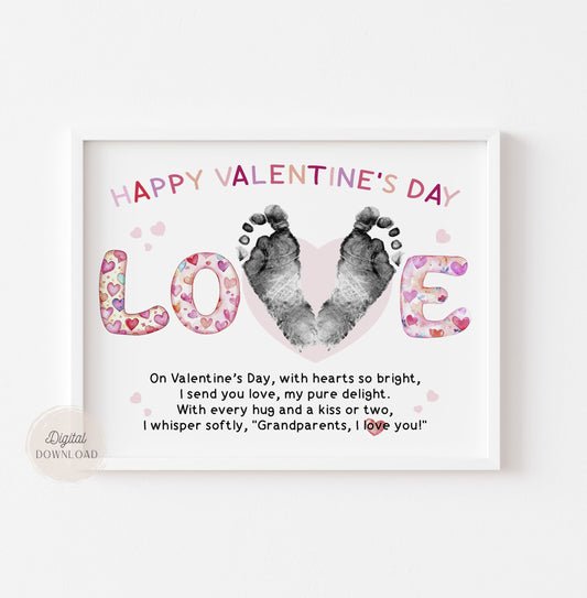 Valentines day footprint card for Grandparents