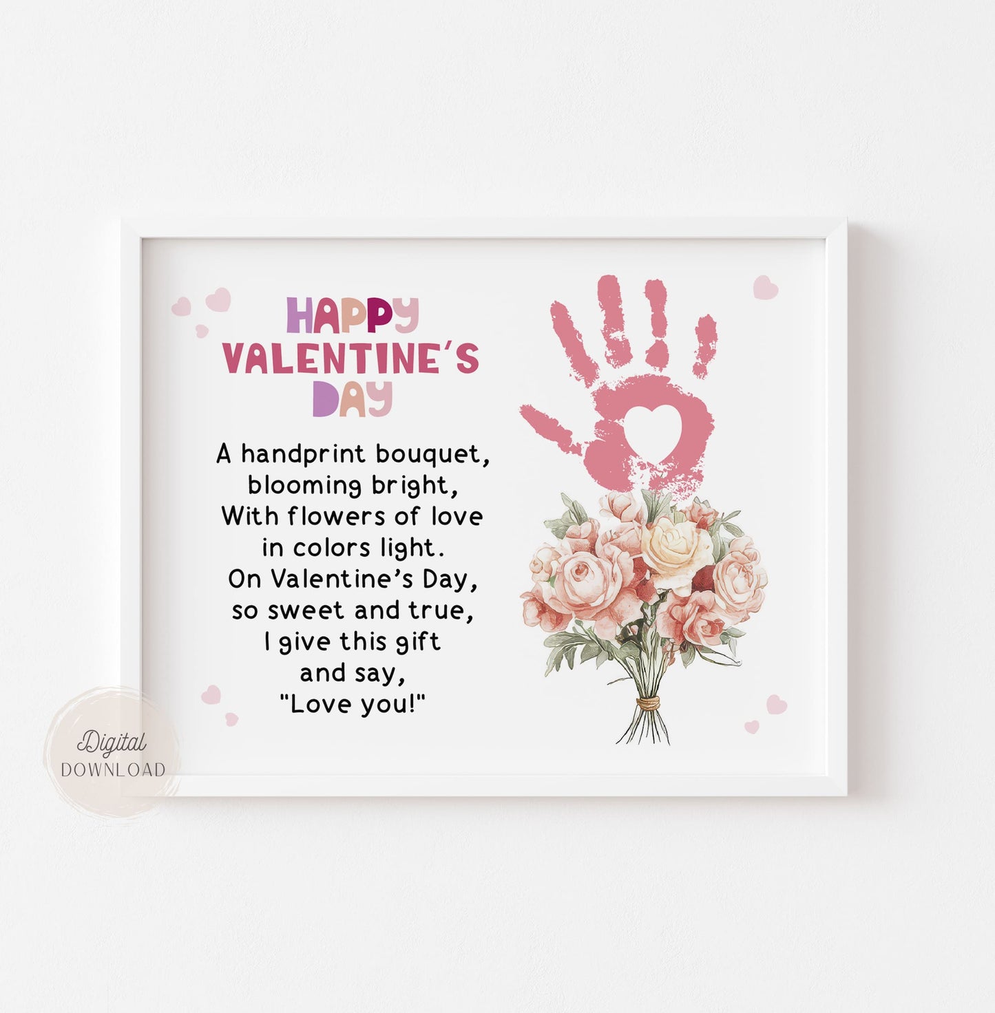 Flowers Handprint with Valentines day poem