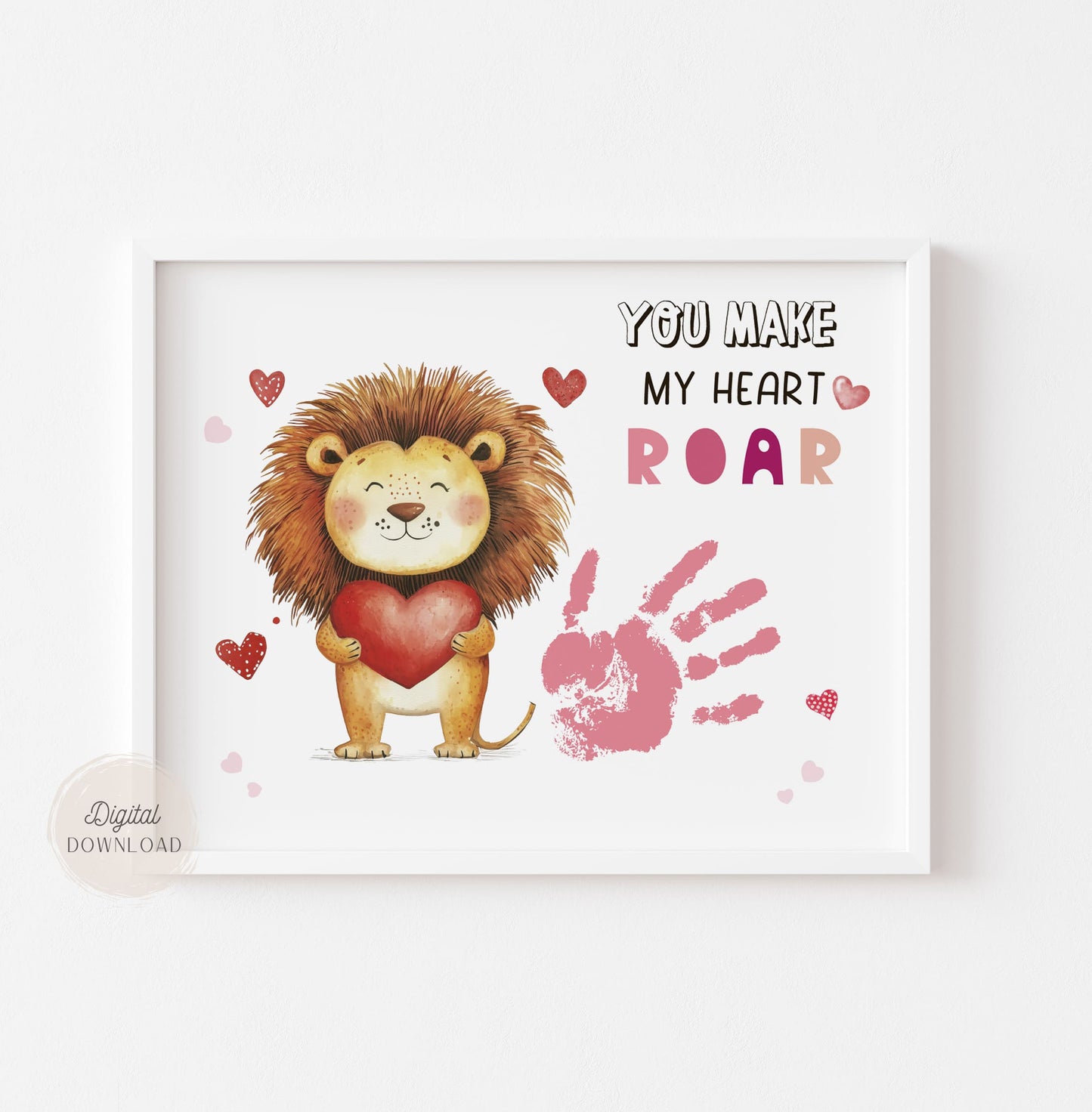 Valentines Lion Handprint art