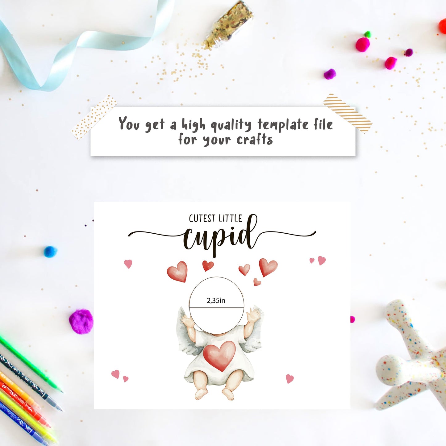 Cutest Cupid - Valentine handprint with Photo template