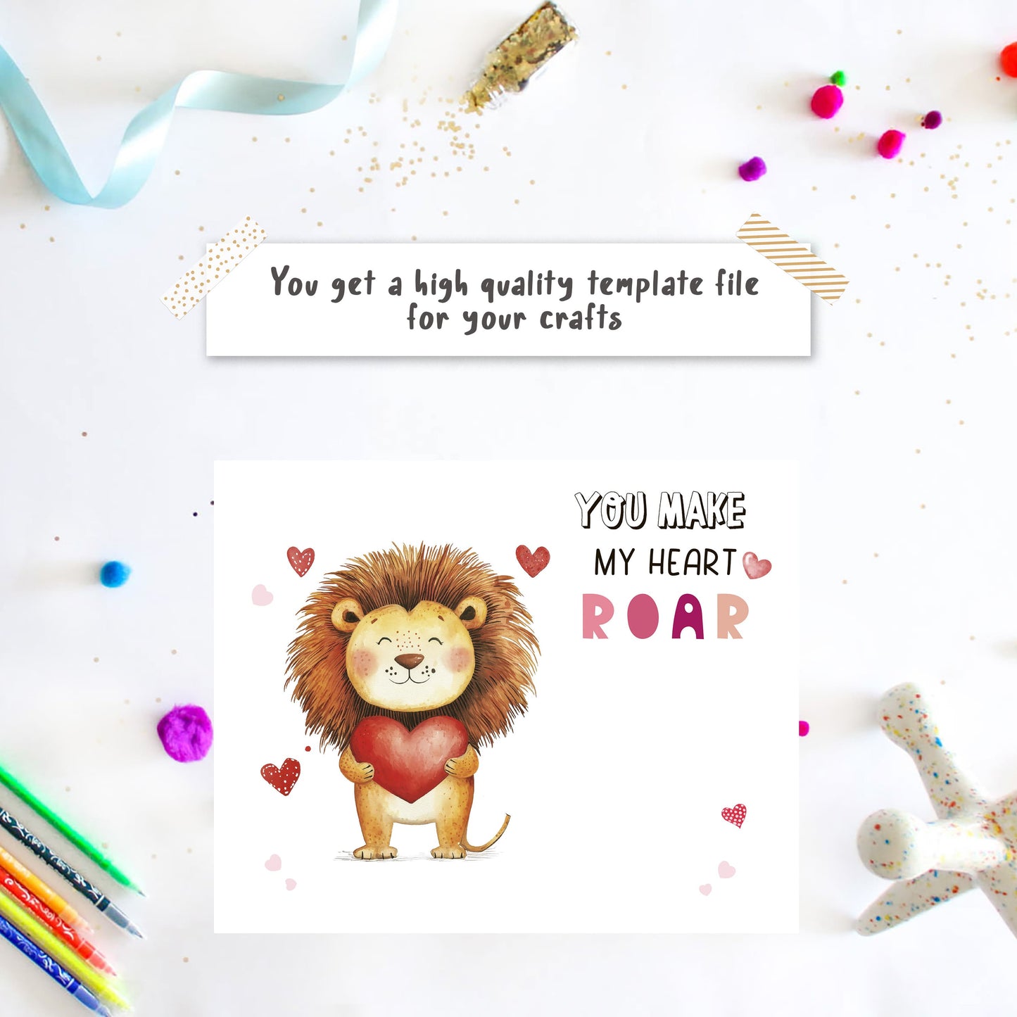 Valentines Lion Handprint art template