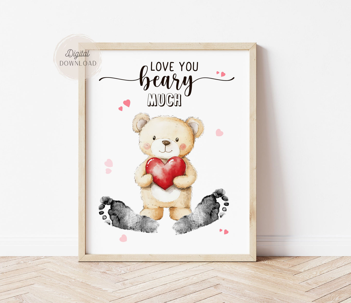 Love you beary much Footprint card