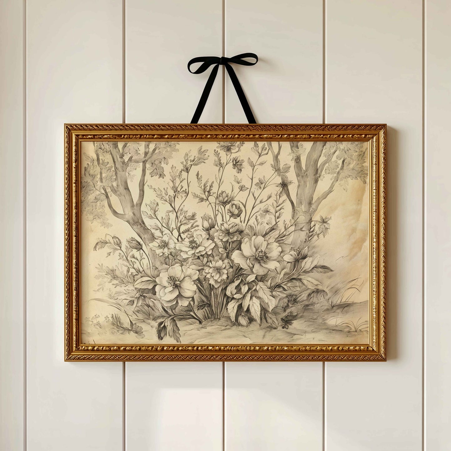 Vintage woodland nursery wall art set of 9 prints with animals, flowers, and forest nature scenes in soft earthy colors for kids’ room décor.