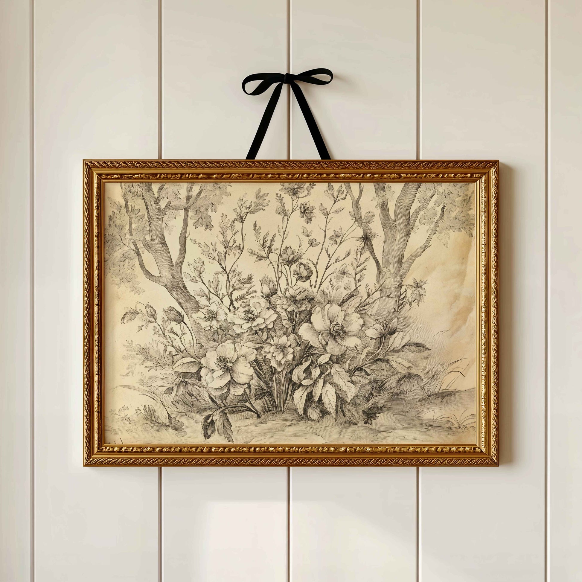 Vintage woodland nursery wall art set of 9 prints with animals, flowers, and forest nature scenes in soft earthy colors for kids’ room décor.