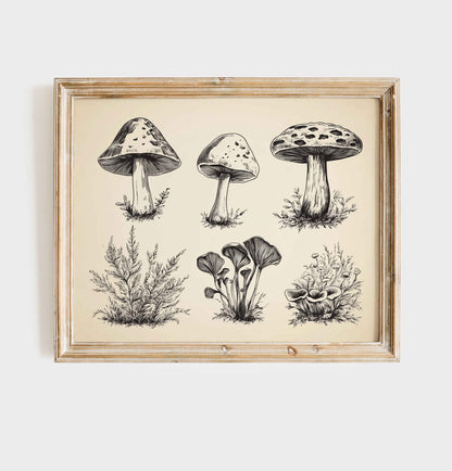 Vintage woodland nursery wall art set of 9 prints with animals, flowers, and forest nature scenes in soft earthy colors for kids’ room décor.