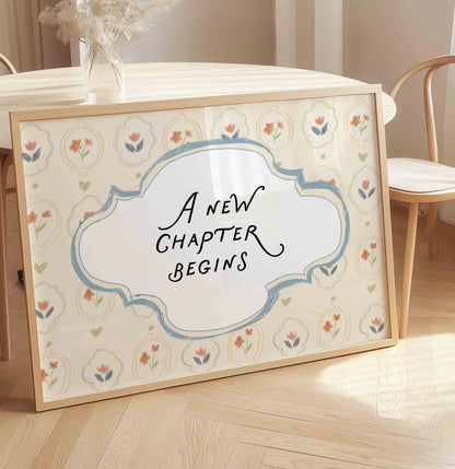 A new chapter begins quote print for a vintage storybook nursery gallery wall
