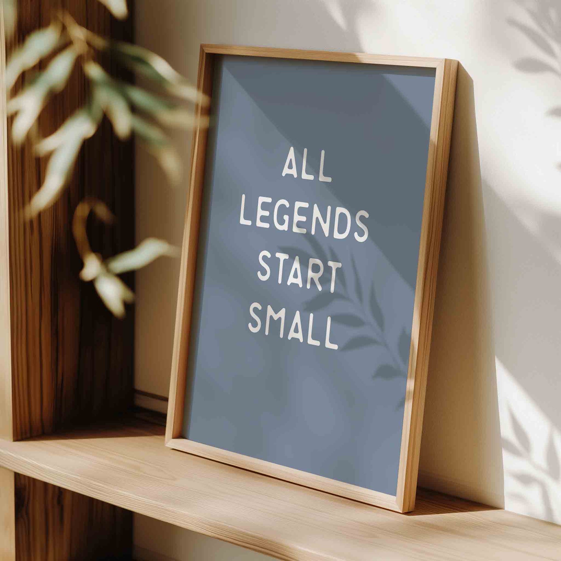 All legends start small typography print styled for a baseball nursery room