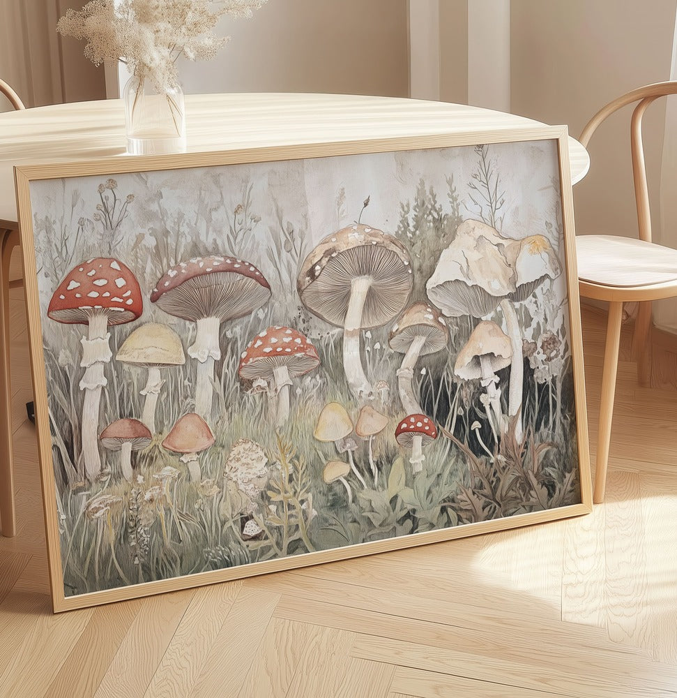 Antique forest landscape print in sepia tones for a nature nursery room