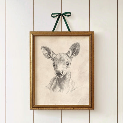 Antique nature scene print in sepia and cream tones for a nursery room