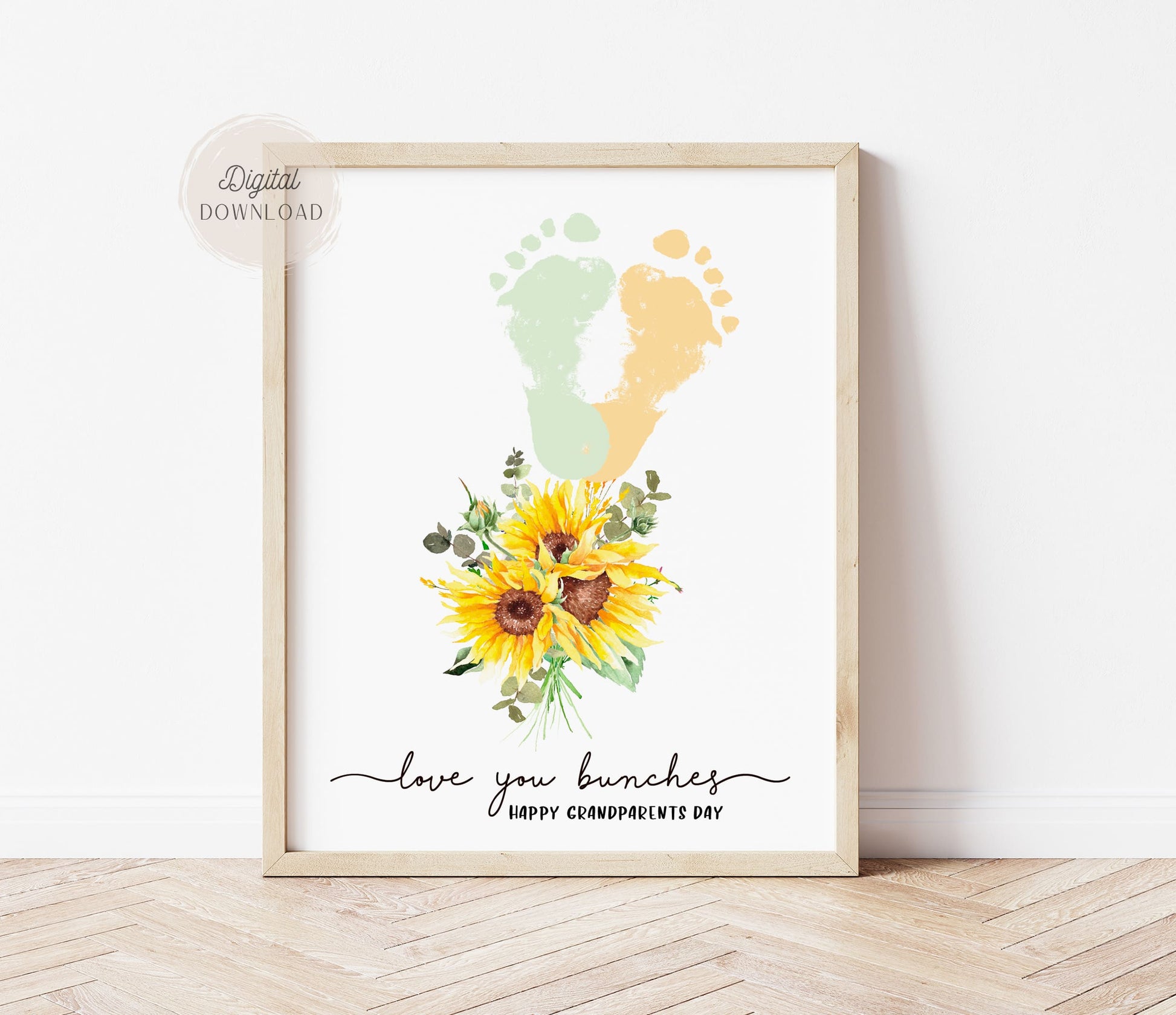 Blooming With Love sunflower footprint keepsake craft template