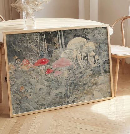 Botanical plant sketch print in earthy tones for a woodland nursery room