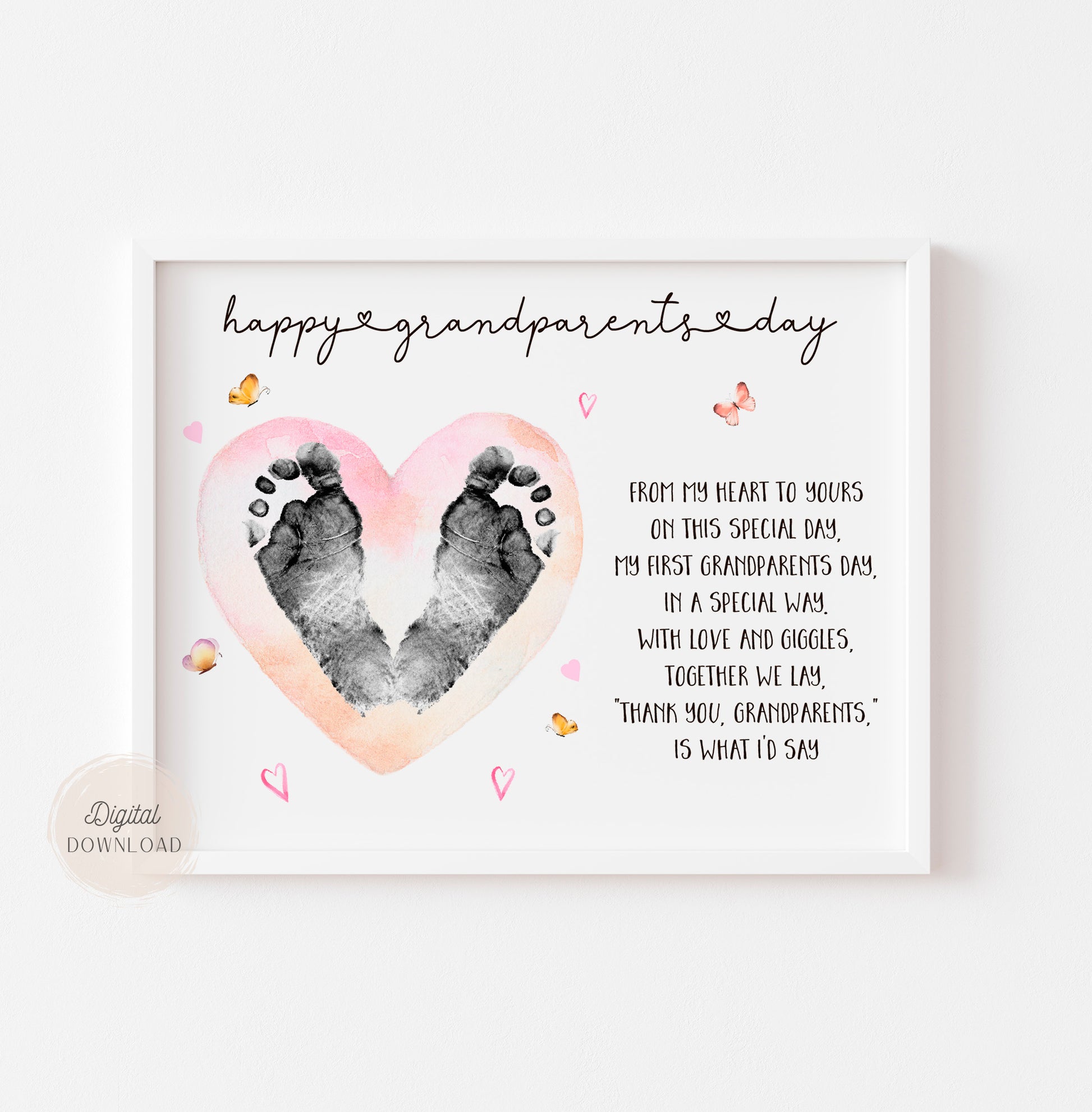 First Grandparents Day poem and footprint keepsake craft template