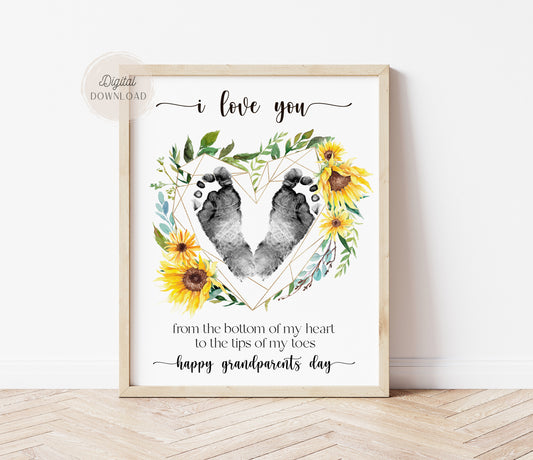 First Grandparents Day sunflower footprint keepsake craft template