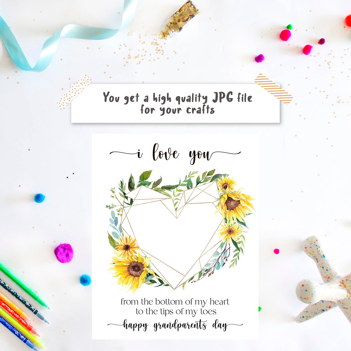 Baby footprint sunflower art template for a first Grandparents Day gift