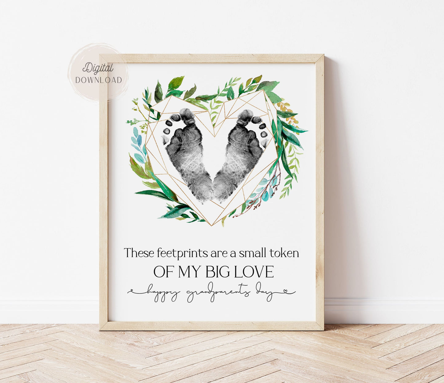 Grandparents Day baby footprint keepsake craft template for infants