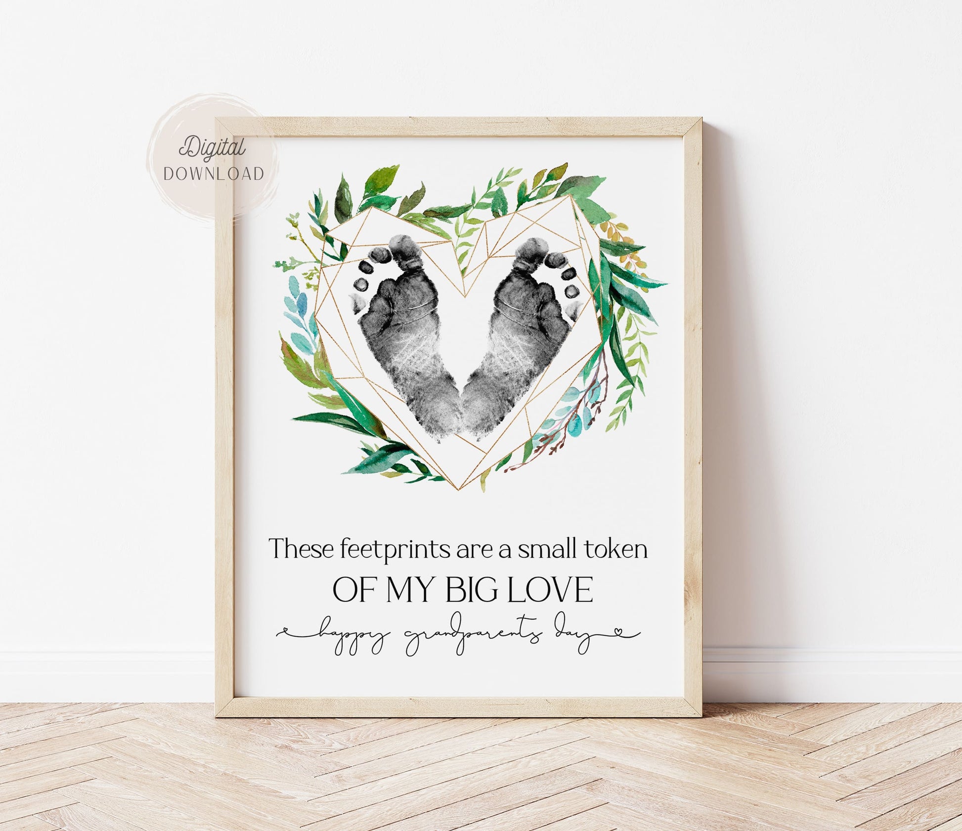 Grandparents Day baby footprint keepsake craft template for infants