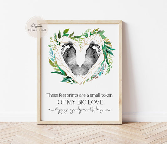 Grandparents Day baby footprint keepsake craft template for infants