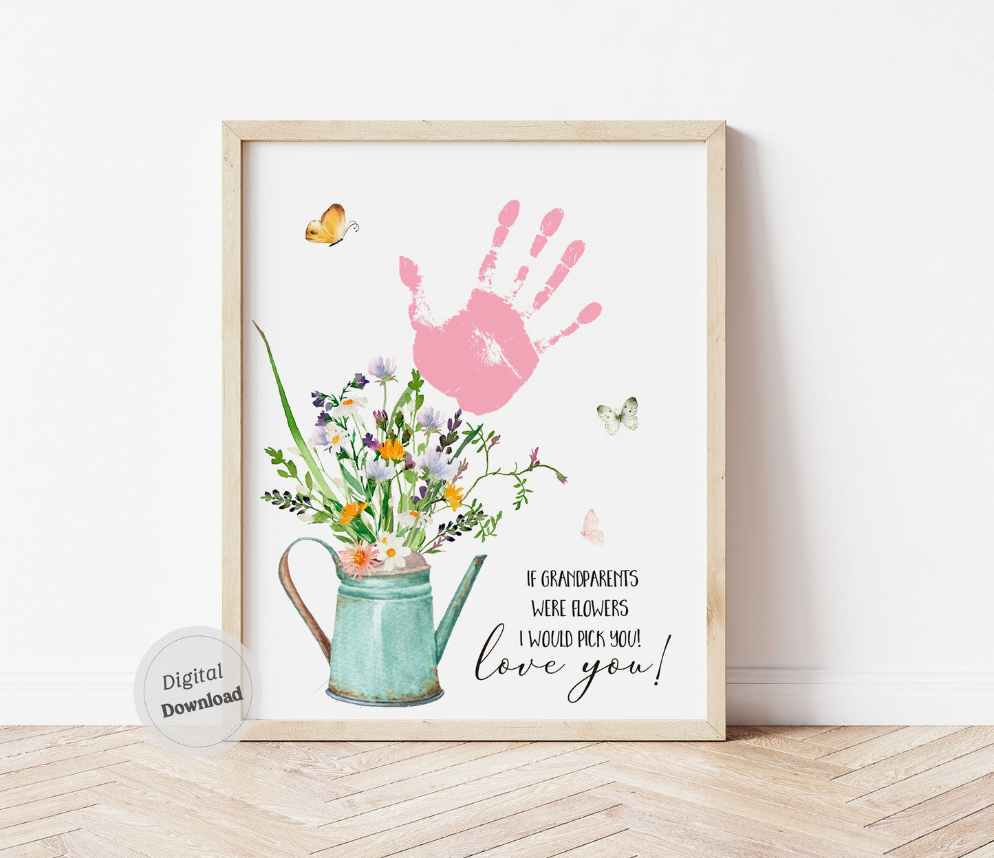 Grandparents Day handprint flower keepsake craft template