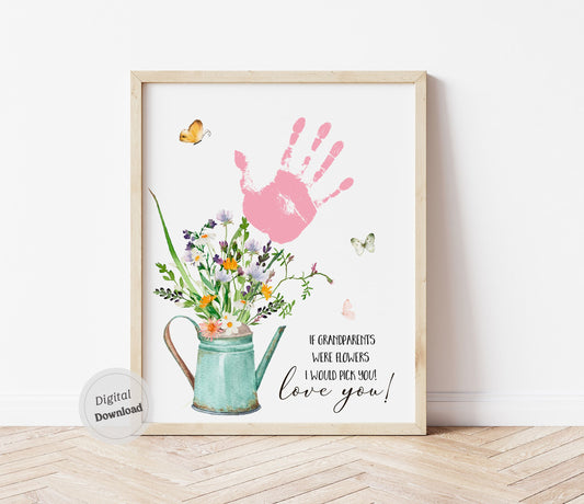 Grandparents Day handprint flower keepsake craft template