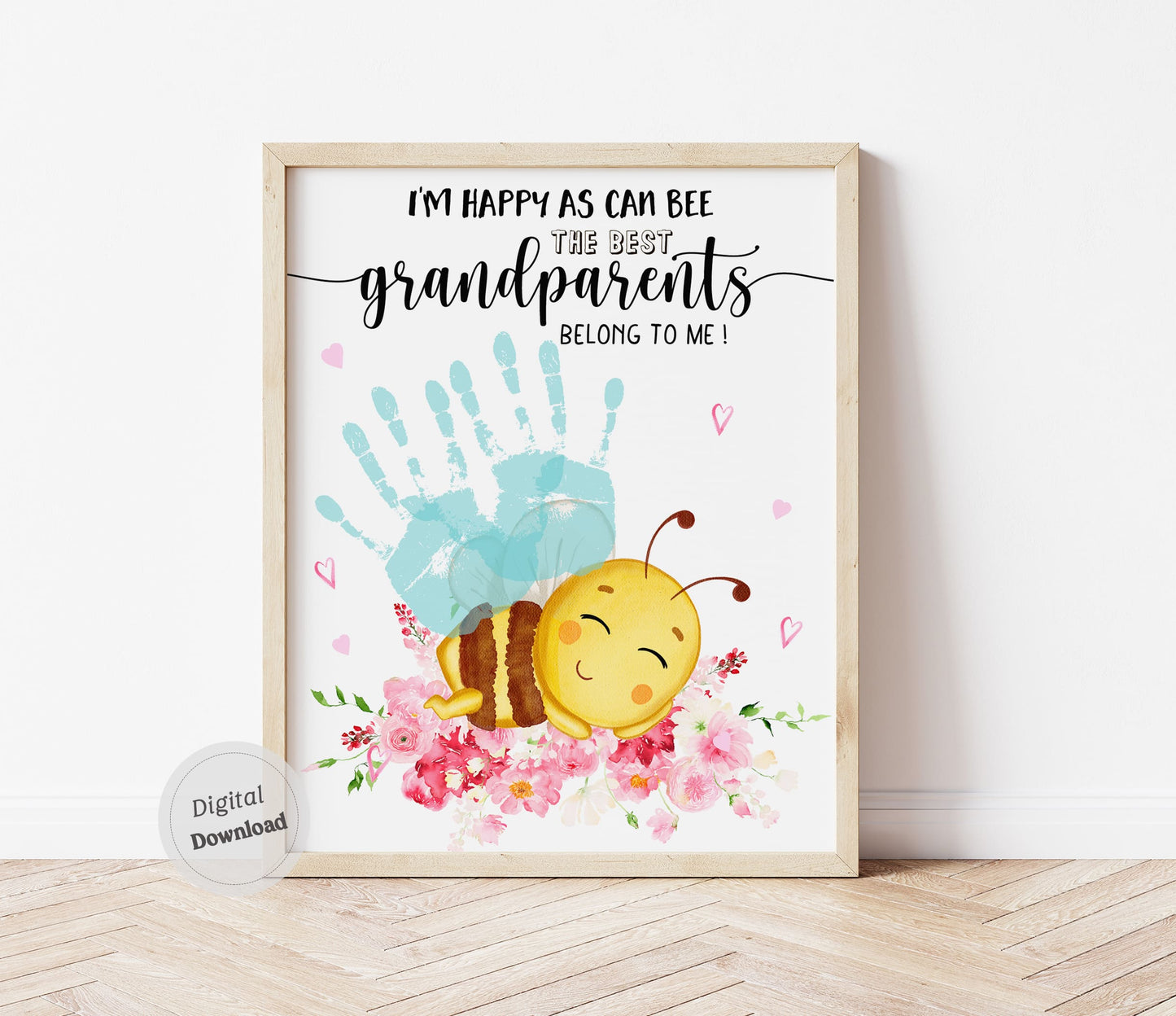 Happy As Can Bee Grandma handprint keepsake craft template