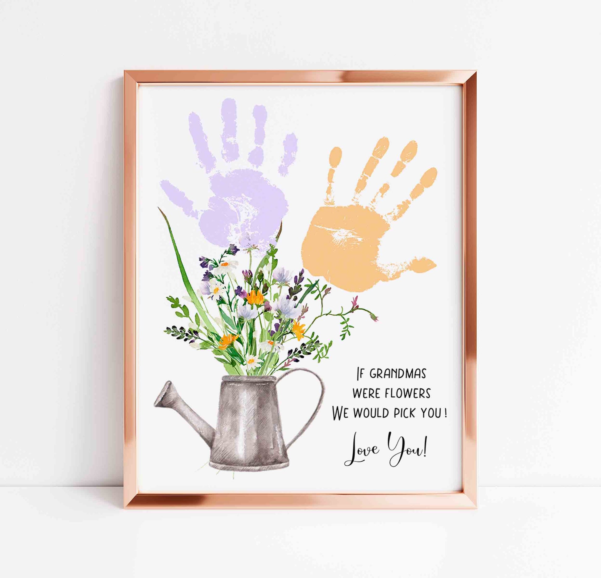 If Grandmas Were Flowers sibling handprint keepsake craft with watering can and flowers