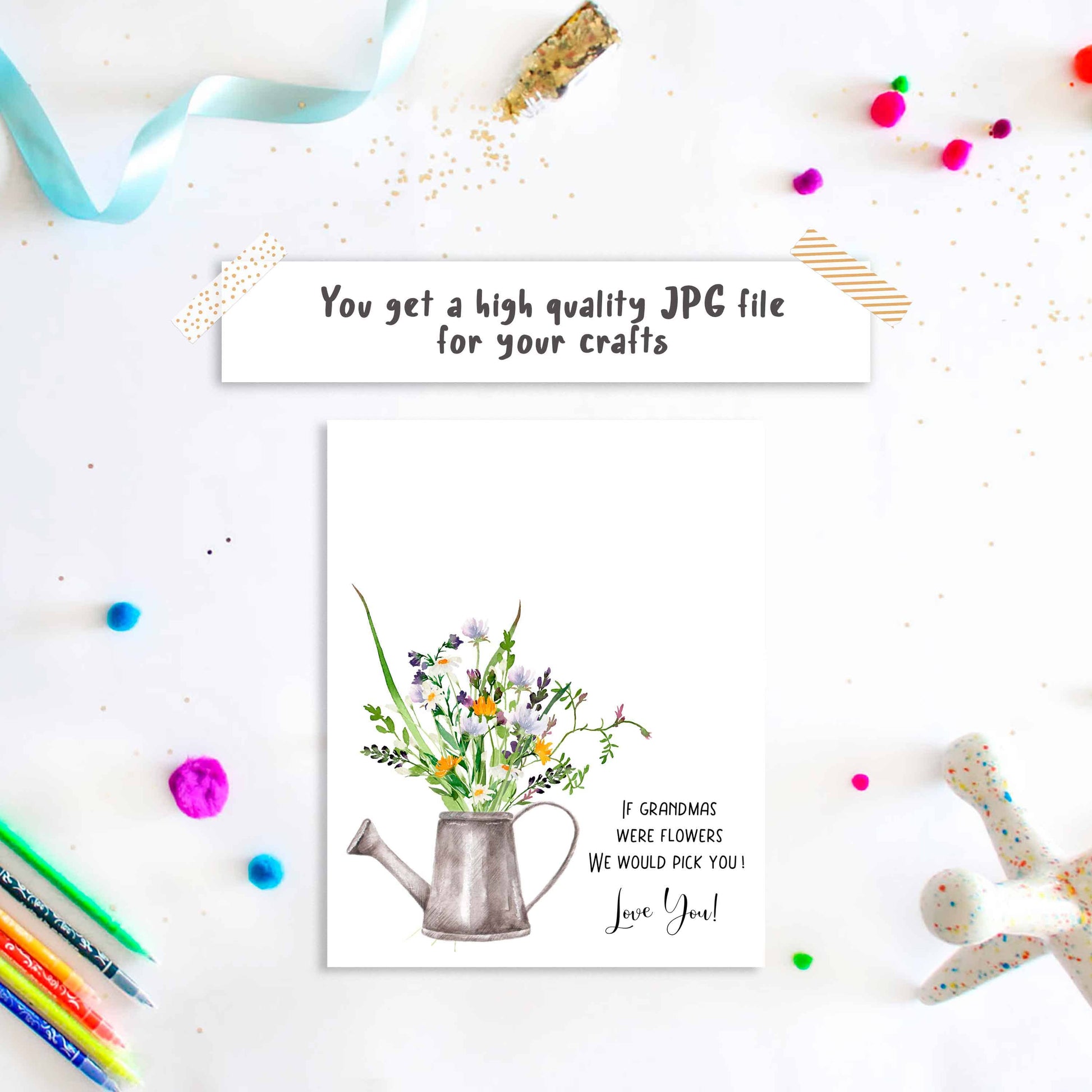 Multiple kids handprint flower art template for a group Grandma gift