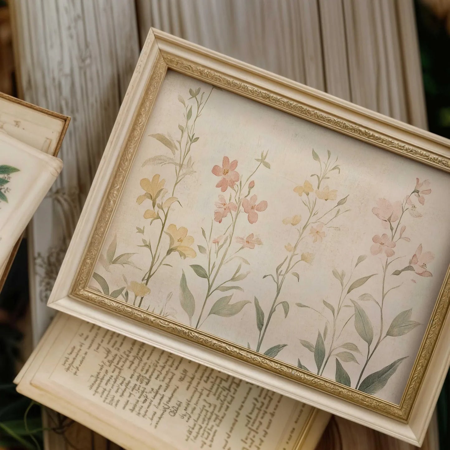 Whimsical Vintage Nursery Wall Art Set – Floral Bunny & Pastel Baby Girl Prints