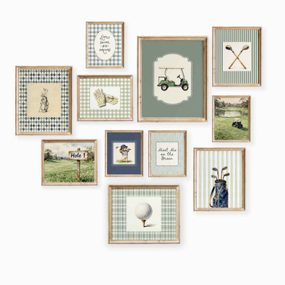 Little swing big dreams golf nursery gallery wall set of 11 styled in a boys room