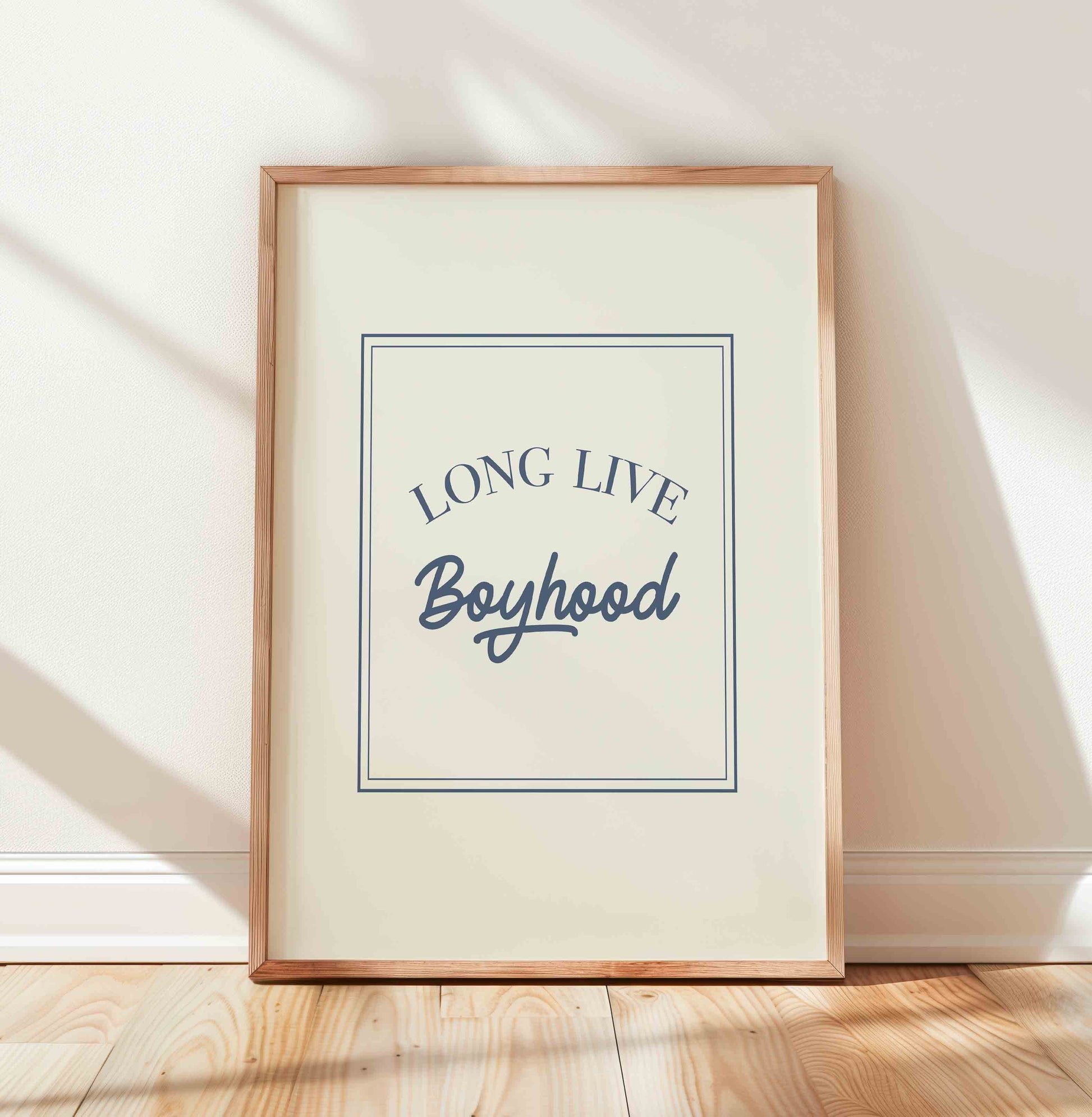 Long live boyhood typography print styled for a vintage baseball nursery room