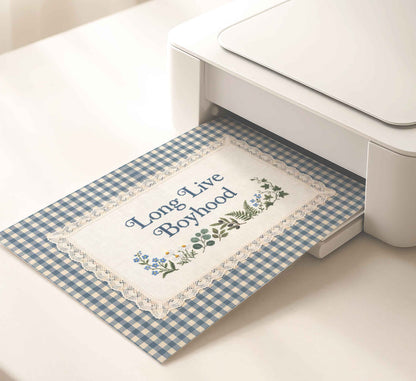 Faux embroidery nursery print for a toddler boys playroom