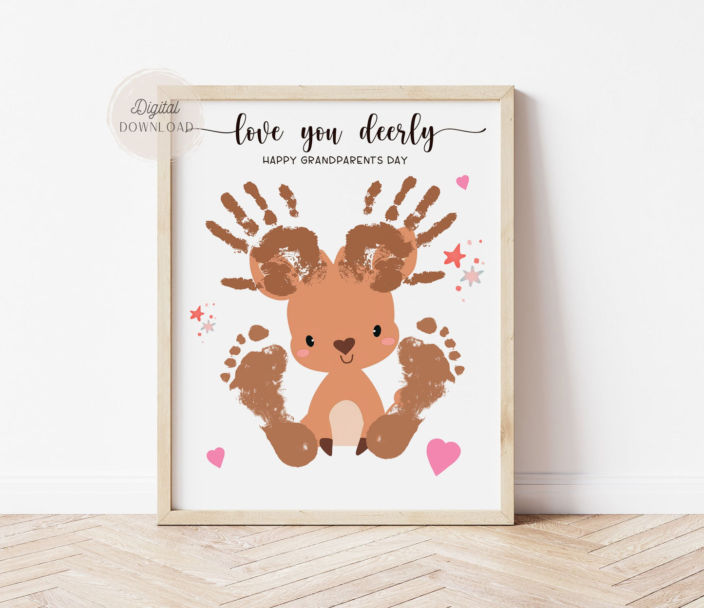 Love You Deerly footprint keepsake craft made for Grandparents Day