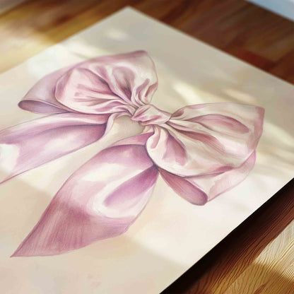 Coquette Pink Nursery Wall Art Set with Bunny and Bicycle