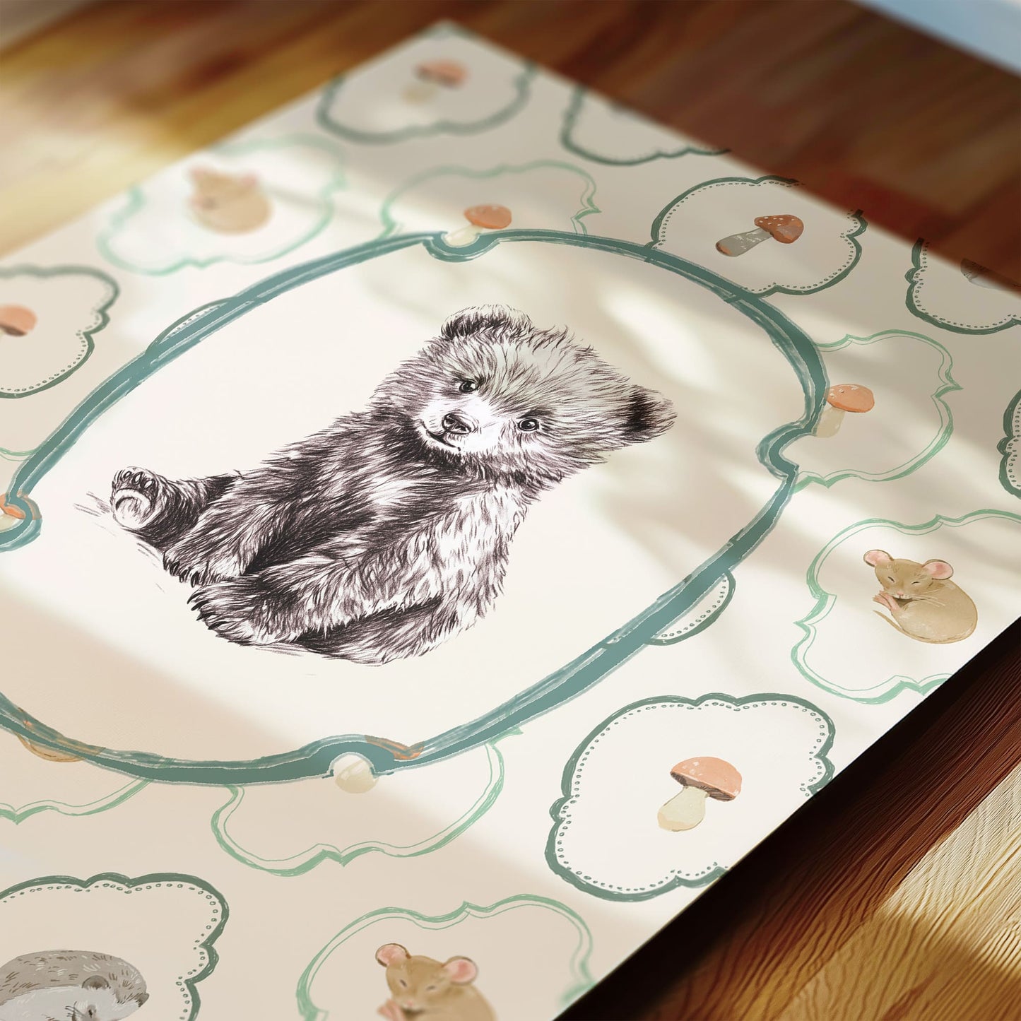 Bear Nursery Wall Art Set – Vintage Animal Illustrations for Baby Room