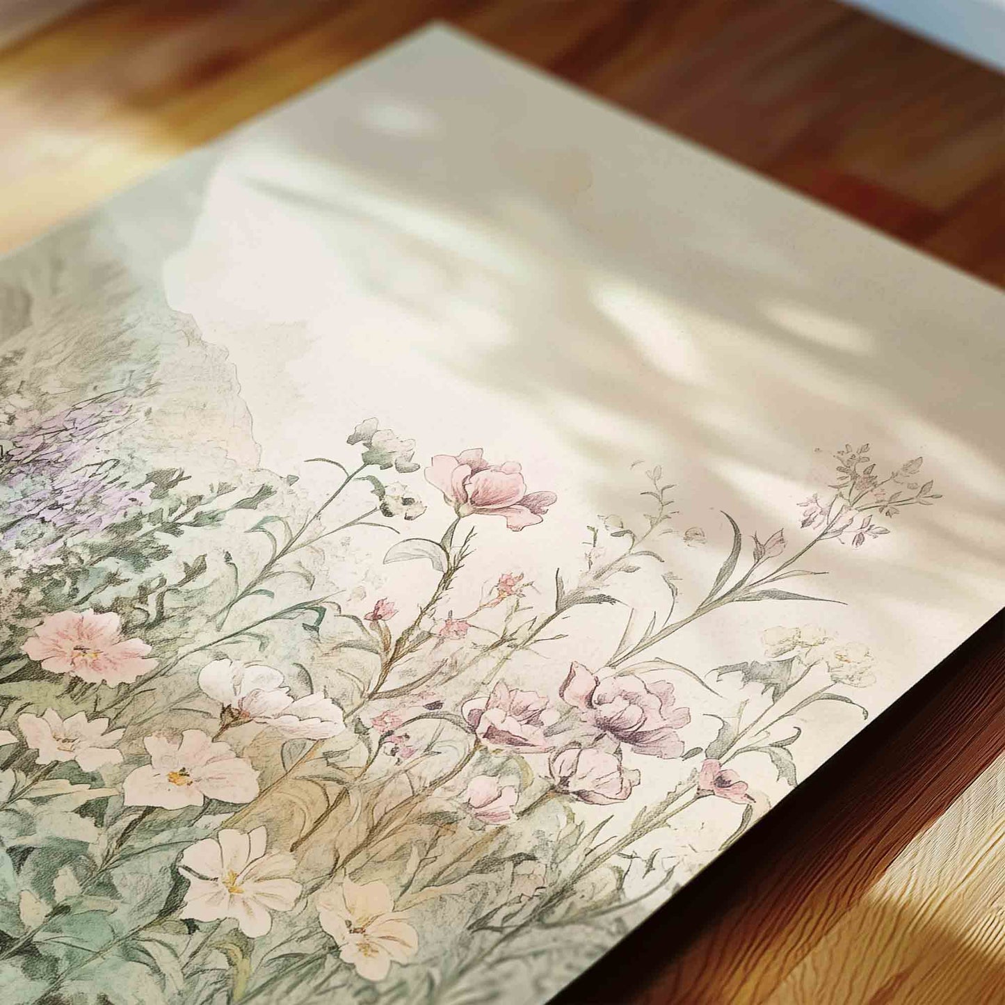 Vintage Bunny and Floral Nursery Prints for Baby Girl Room