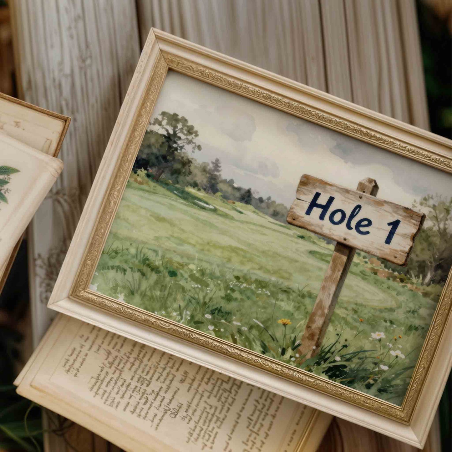 Meet me on the green typography print on sage stripe for a golf nursery room