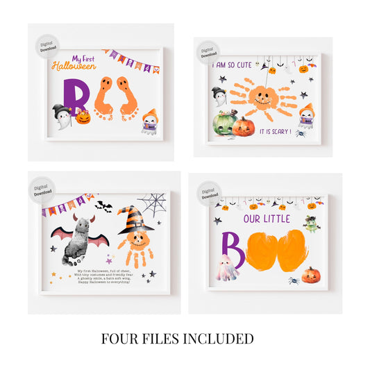 My First Halloween baby handprint and footprint art template set of 4