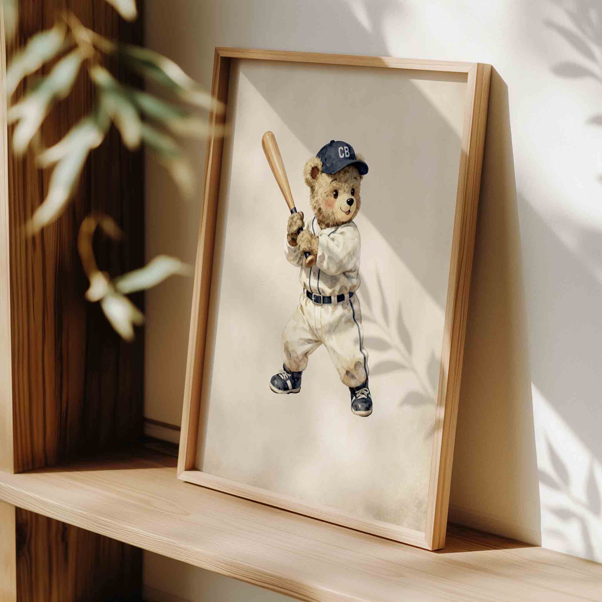 Nostalgic Americana baseball nursery wall art watercolor printable boys room