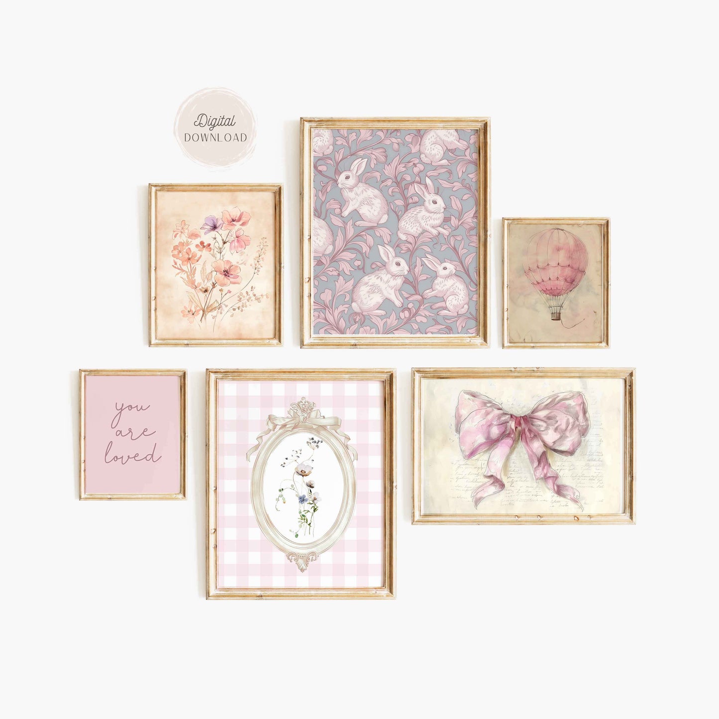 Girl Nursery Gallery Prints Pink - Set of 6 Prints