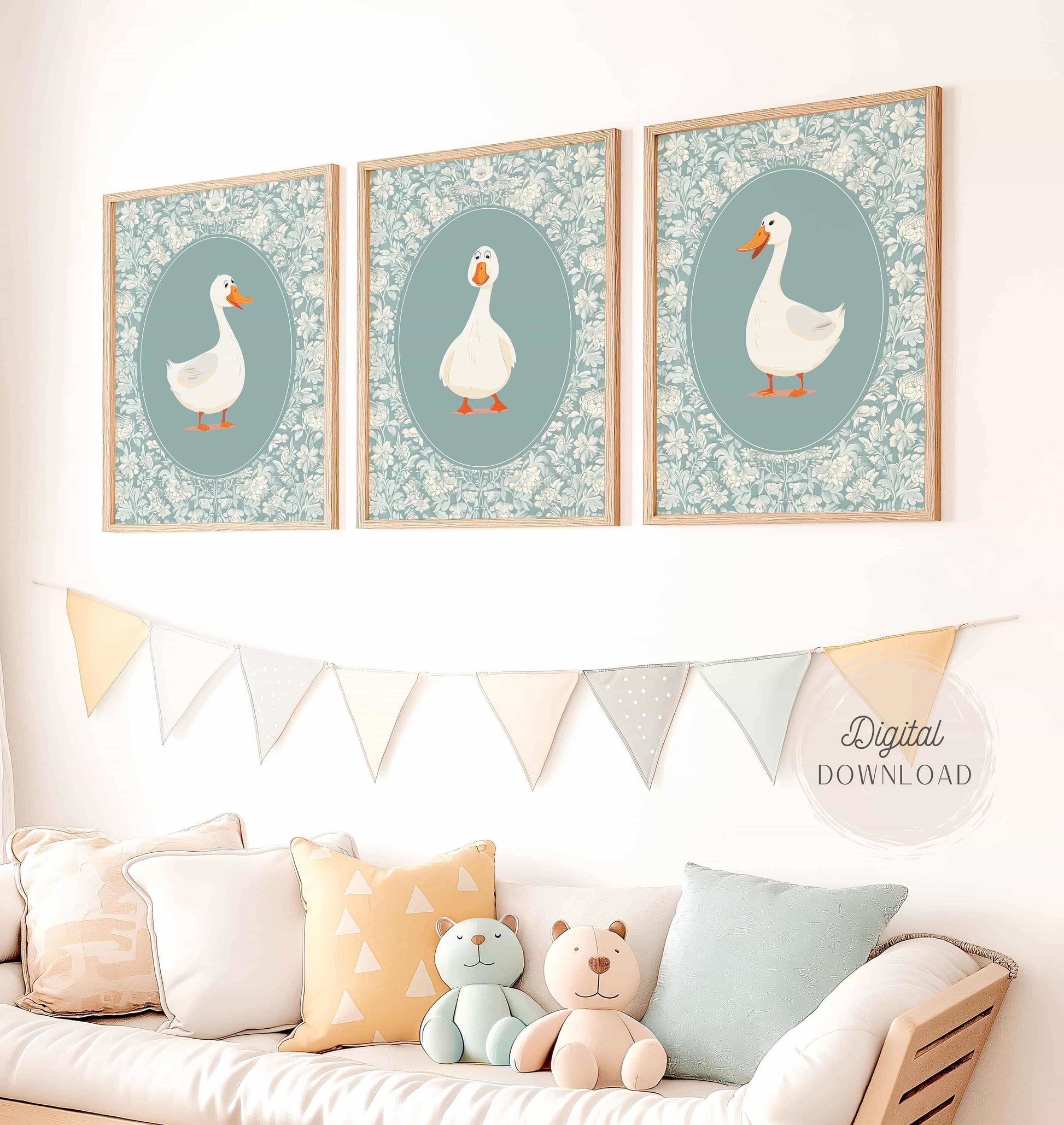 Silly Goose Art Prints in Blue