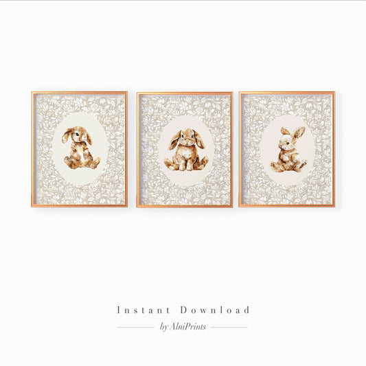 Rabbit Gallery Wall Art - Set of 3