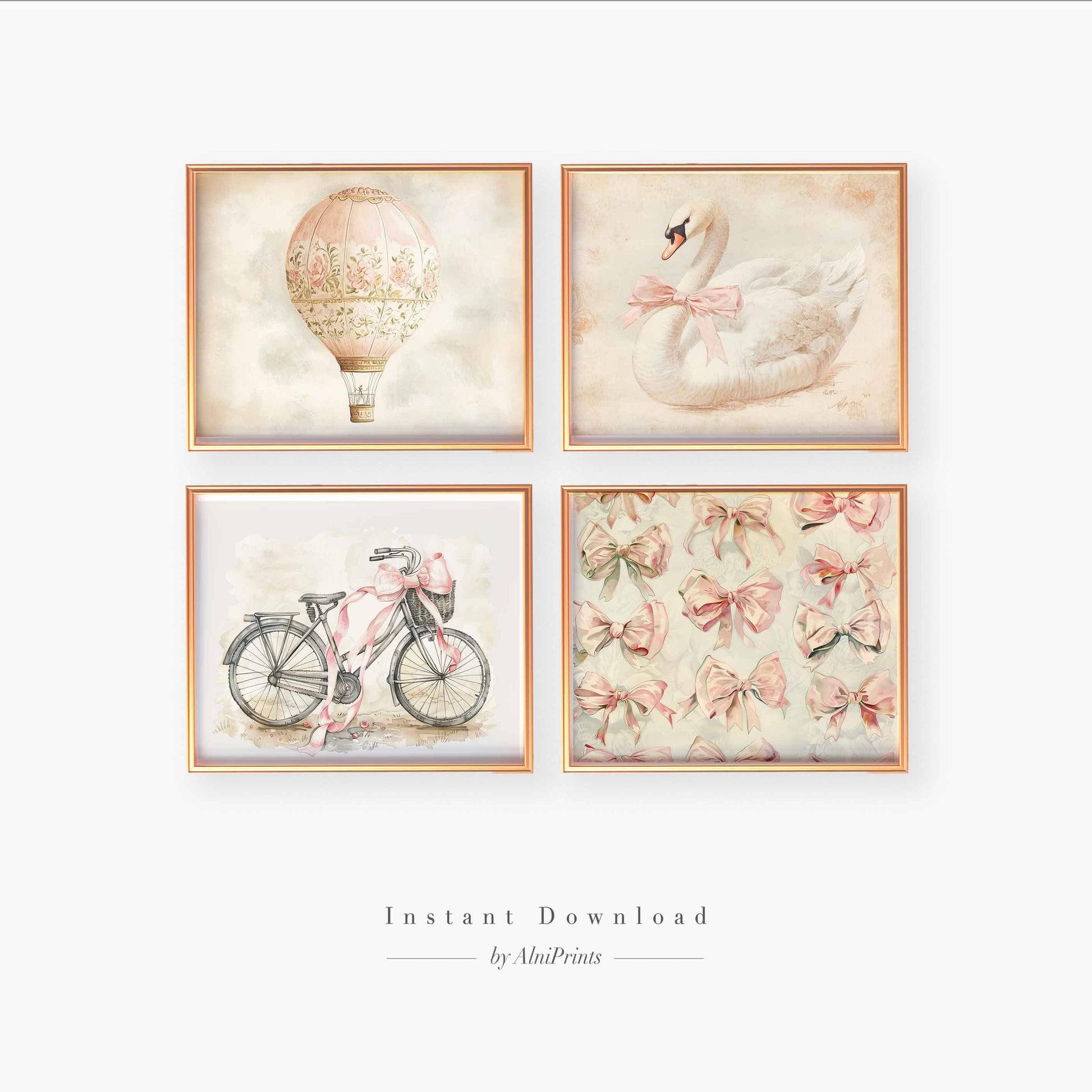 Swan Print, Bow Print, Bike Print, Hot Ballon Print