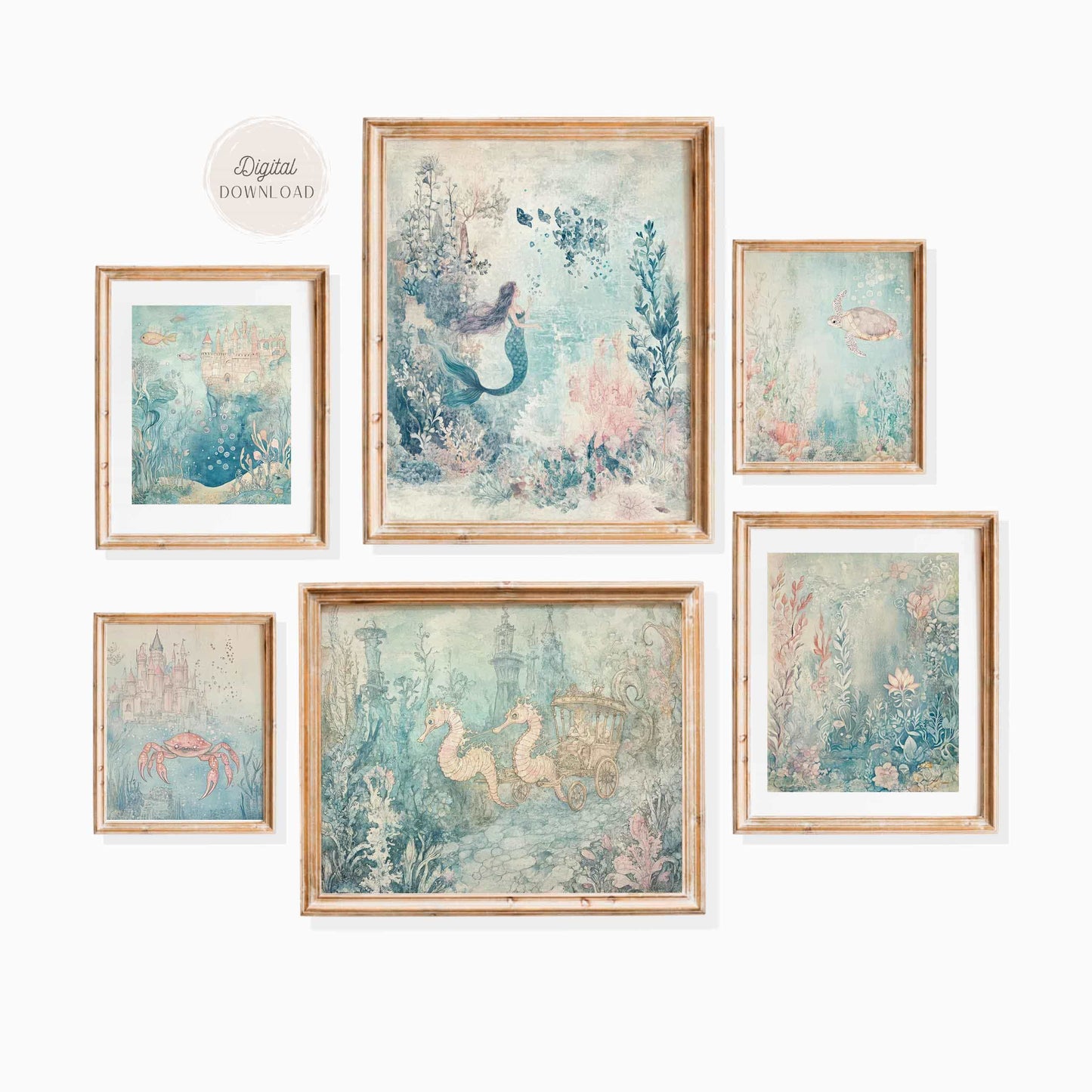 Enchanted Mermaid Wall Art – Underwater Fantasy Print Set

