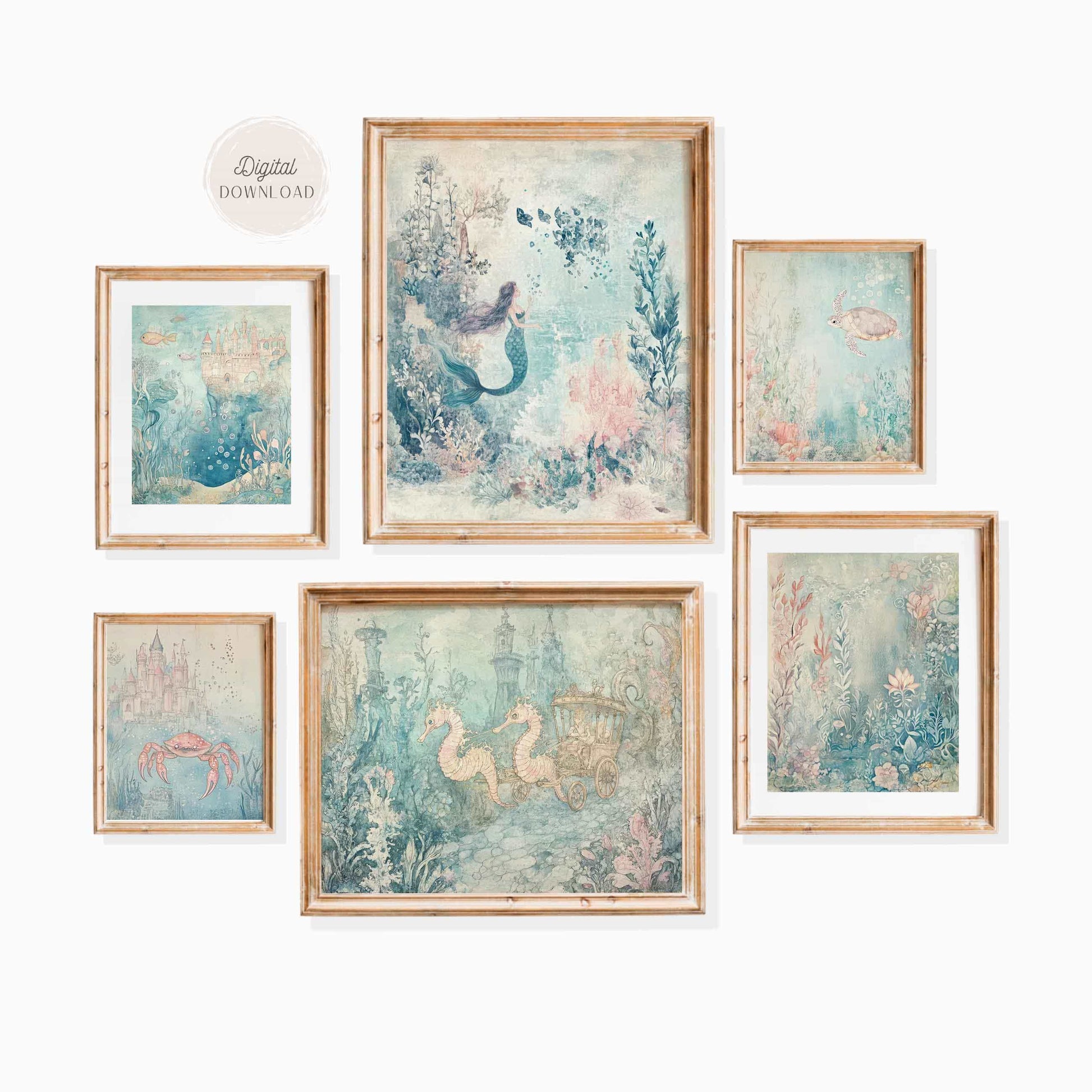 Enchanted Mermaid Wall Art – Underwater Fantasy Print Set

