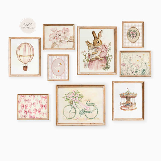 Vintage Nursery Wall Art – Pastel Storybook-Inspired Print Set