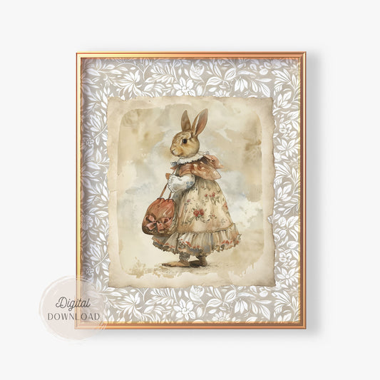 Vintage Storybook Bunny Wall Art – Digital Download