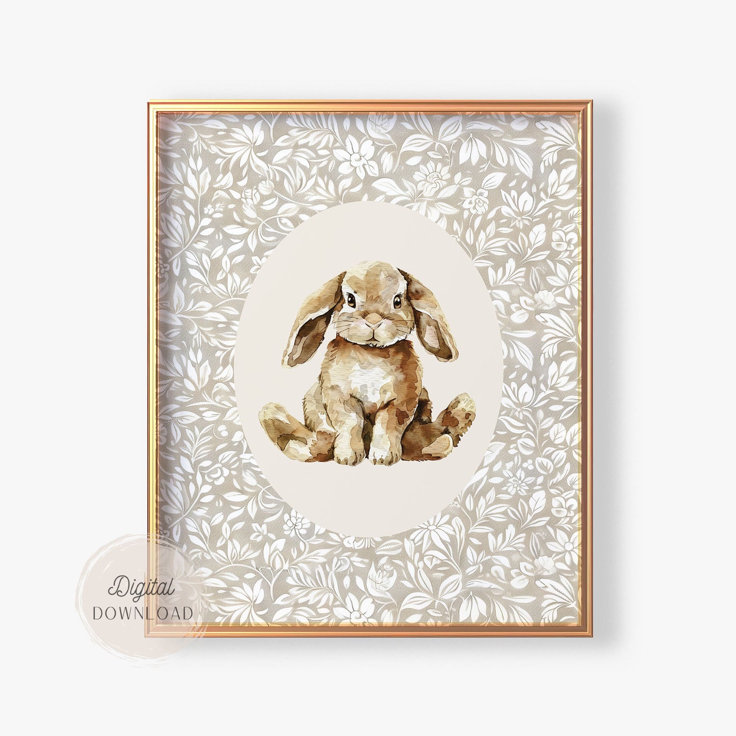 Soft Bunny Nursery Art – Vintage-Inspired Wall Print
